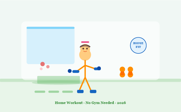 fit American woman doing home workout in living room on yoga mat with dumbbells representing home fitness in 2026